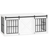 MAHANCRIS Dog Crate Furniture for 2 Dogs, 63" Heavy Duty Dog Kennel with Sliding Barn Door, Wooden Double Dog Crate with Divider for Small Medium Dogs, Indoor Dog Cage TV Stand, White DCHW16001N1 MAHANCRIS