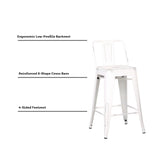 AC Pacific Modern 24” Metal Barstool Set of 2 – Country Rustic Style with Low Back, Lightweight & Sturdy Build, Easy Assembly, Distressed White AC Pacific