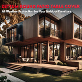Zettum Round Patio Table Cover 84 Inch - 600D Outdoor Furniture Cover Round Waterproof & Heavy Duty, Lawn Furniture Set Covers Large for Outside Dining Table and Chairs Seating - 84 x 84 x 28 Inch Zettum