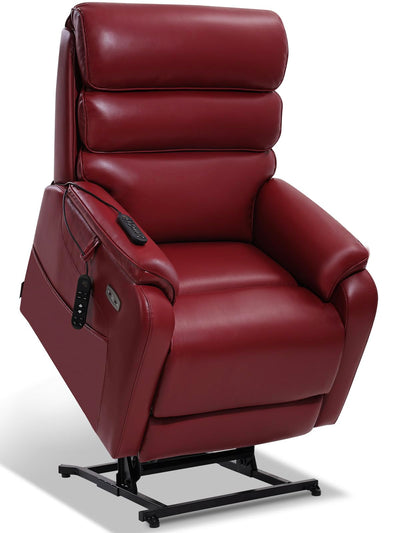 EONIX Dual Motor Lay Flat Power Lift Recliner Chair for Elderly, Breathable Faux Leather Electric Lift Chairs for Adults, 400lbs Heavy Duty Power Recliner with Heat and Massage, SLRY003061, Burgundy