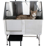 PawBest Stainless Steel Dog Grooming Bath Tub with Ramp, Faucet, Hoses and Loops (50" Bathtub) PawBest