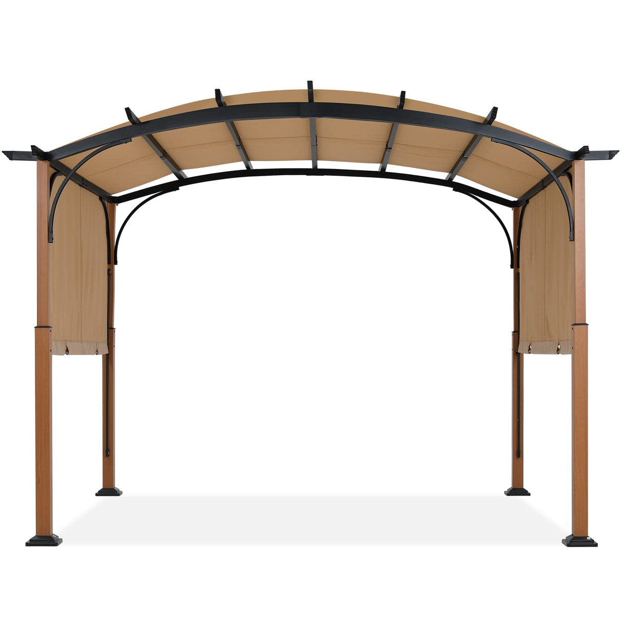 MASTERCANOPY 10' X 12' Outdoor Retractable Pergola with Sun Shade Canopy Patio Metal Garden Pergola,Beige MASTERCANOPY