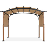 MASTERCANOPY 10' X 12' Outdoor Retractable Pergola with Sun Shade Canopy Patio Metal Garden Pergola,Beige MASTERCANOPY