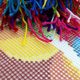 Brvsk Colorful Embroidery Kit for Adults and Beginners — Abstract Fish 16″ × 16″ with Clear, Precise Printed Design on Cotton Canvas; Includes 2 Needles, Yarn, and Easy-Read Chart