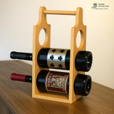 JB Home Collection Compact Wine Stand for 3 Bottles Preassembled Natural Bamboo Display for Counter or Bar JB Home Collection