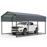 Outvita Heavy Duty Metal Carport, 10x15FT, Gray, Vehicle Protection, Outdoor Gatherings Outvita