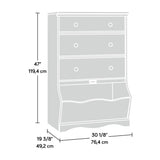 Sauder Pogo 3-Drawer Chest, L: 30.08" x W: 19.37" x H: 47.01", Soft White Sauder
