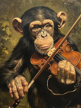 Bimkole 5D Diamond Art Kits for Adults Monkey Playing Violin, Full Drill DIY Rhinestone Embroidery Set Paint with Diamonds Art Animals by Number Kits Cross Stitch Home Wall Craft Decor 12x16 Inch Bimkole
