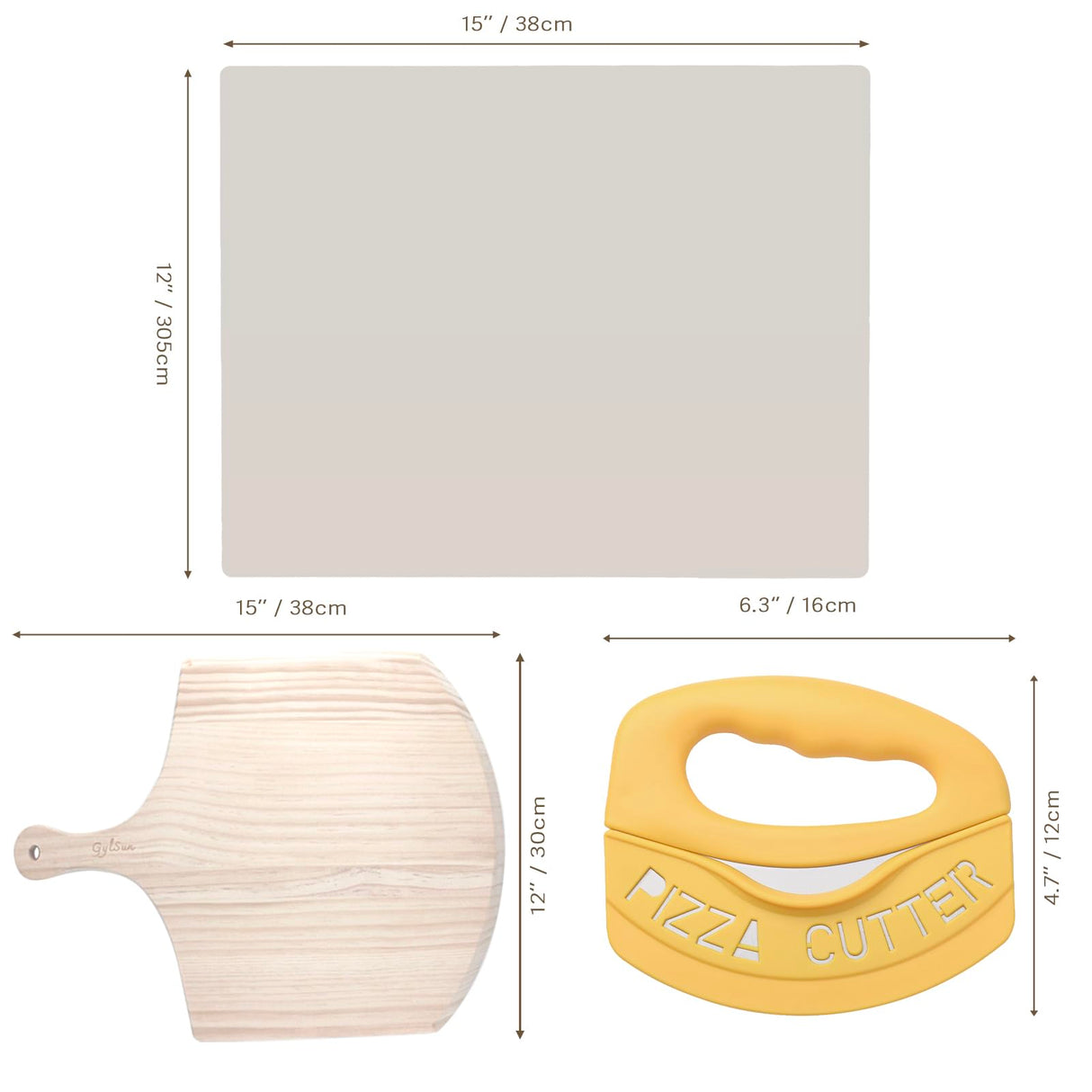 PIZZA STONE 15 x 12'' Rectangular Pizza Stone For Oven Baking & BBQ With Wooden Peel GylSun