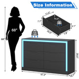 Melodyblue Dresser for Bedroom, 6 Drawer Dresser with LED Light, Black Dressers Chests of Drawers,Organizer Storage Drawers for Hallway, Entryway,Bedroom Melodyblue