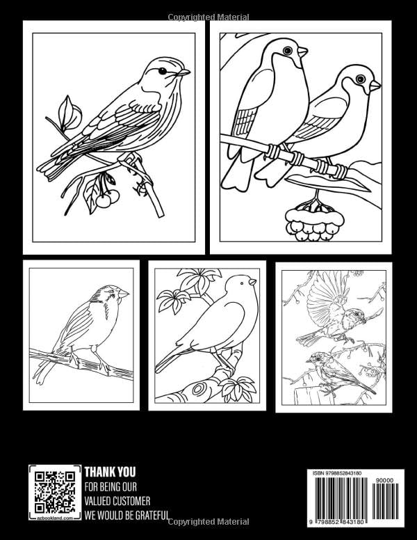 Songbirds Coloring Book: Fun And Easy Coloring Pages In Cute Style For All Ages To Relax And Unwind Majosta