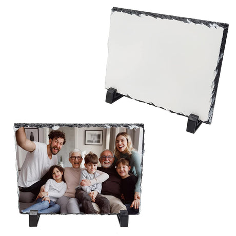 Sublimation Blank Slate Rock Stone Photo Frame, DIY Heat Transfer Picture Frame with Display Holder Personalized Customized Photo Frame Novelty for Heat Press Machine, Wedding, Birthday (1 PCS) itechpanda