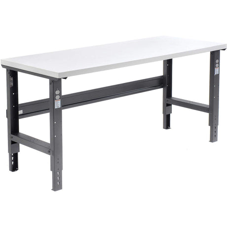 Global Industrial Adjustable Height Workbench C-Channel Leg, 72" W x 30" D, 1-5/8" Plastic Laminate Square Edge, Black Global Industrial