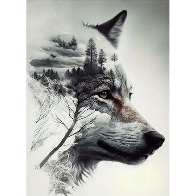 JFYHAB Wolf Diamond Art Kits for Adults, Mountain Wolf Diamond Painting Kits for Adults Beginners, DIY 5D Diamond Painting with Round Gem Art Kits for Gift Home Wall Decor 12x16 Inch