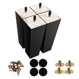 SHANJUE Black Sofa Legs-Furniture Legs 6 inch,Square Couch Legs Pack of 4- Wood Furniture feet,Sofa Replacement Parts,Wooden Chair Legs,for Furniture or DIY Projects SHANJUE