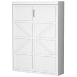 ROOMTEC Space-Saving Full Size Murphy Wall Bed - Modern White Furniture for Bedroom and Home Office ROOMTEC