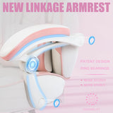 Vonesse Pink Gaming Chair for Adults,Girls Computer Chair with High Back,Big and Tall Gaming Chairs with Footrest and Massage,Reclining Gamer Chair(White/Pink) Vonesse