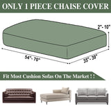 LA MEACK Couch Cushion Cover Chaise Lounge Cover Washable Separate Seat Chaise Couch Cover Stretch Sectional Sofa Slipcover(1 Piece for Chaise or Sofa 3-Seater, Green) LA MEACK