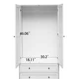 Ampela Rattan Armoire Wardrobe Closet Wood 71" Tall with 2 Doors 3 Drawers,Freestanding Clothes Cabinet with Storage Cubes & Hanging Rod for Bedroom Ampela