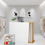 Reception Desk, Reception Counter with Drawers and Storage Shelves, 39 inch Retail Counter for Checkout with Cable Grommet, Suitable for Salons, Beauty, Clothing Stores,Thickened Wooden Board Aibogiter