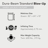 INTEX 64149ED Dura-Beam Standard Pillow Rest Air Mattress: Fiber-Tech – Queen Size – Built-in Electric Pump – 10in Bed Height – 600lb Weight Capacity Intex