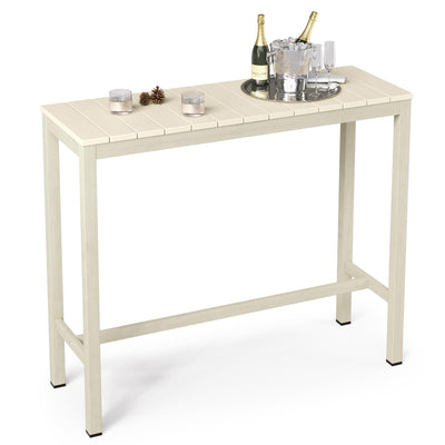 Cozyman Outdoor Bar Table, 45" Patio Bar Height Counter Table, Weather Resistant, Waterproof HDPS Slatted Top Console Table for Hot Tub, Balcony, Yard, Indoor or Outdoor Use, Sand
