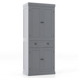 Giantex Pantry Organizers and Storage, 72" Tall Kitchen Cabinet with 2-Door Cabinets & Drawer, Buffet Sideboard w/Adjustable Shelves, Wooden Freestanding Cupboard for Dining Room Living Room (Grey) Giantex