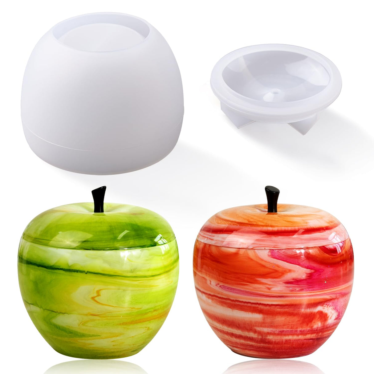 LET'S RESIN Resin Molds Jar, Apple Shaped Life-Size Silicone Jar Molds for Resin with Lid Stem, Fruit Ornaments Epoxy Resin molds for Resin Crafts, Resin Art, Christmas Decor, Gifts LET'S RESIN