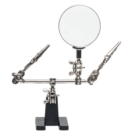 AORAEM Helping Hands Magnifier with Dual Adjustable Alligator Clips in 2.5x Magnifying Glass Soldering Station for Crafting, Hobby, Micro Objects (Not Include Battery) AORAEM