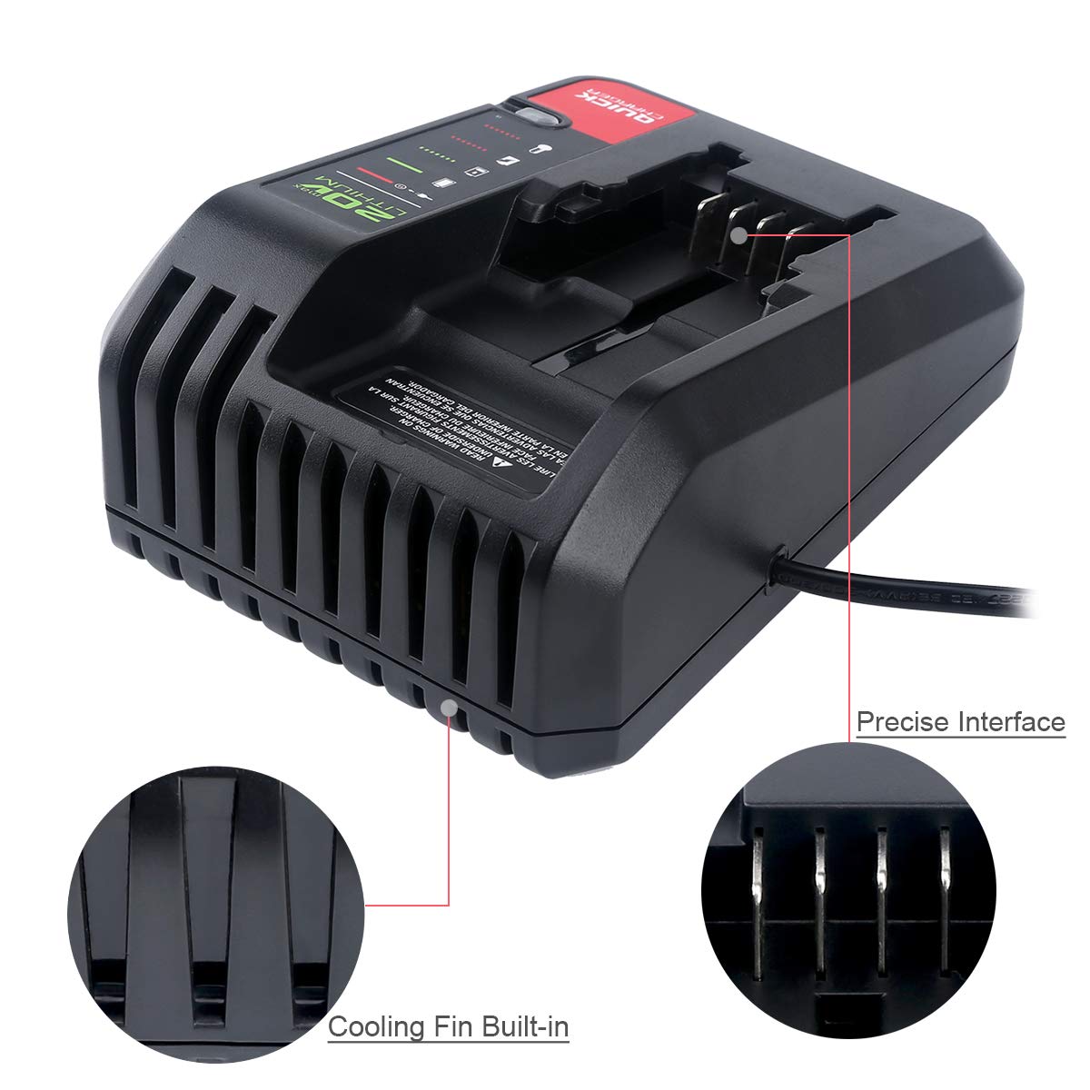 Lasica 20V Max Charger Compatible with Black & Decker 20V Battery and Compatible with Porter-Cable 20V Battery LBXR20 LBXR2020 PCC681L PCC685L PCC692L BDCAC202B 20-Volt Power Tool Battery Cha - WoodArtSupply