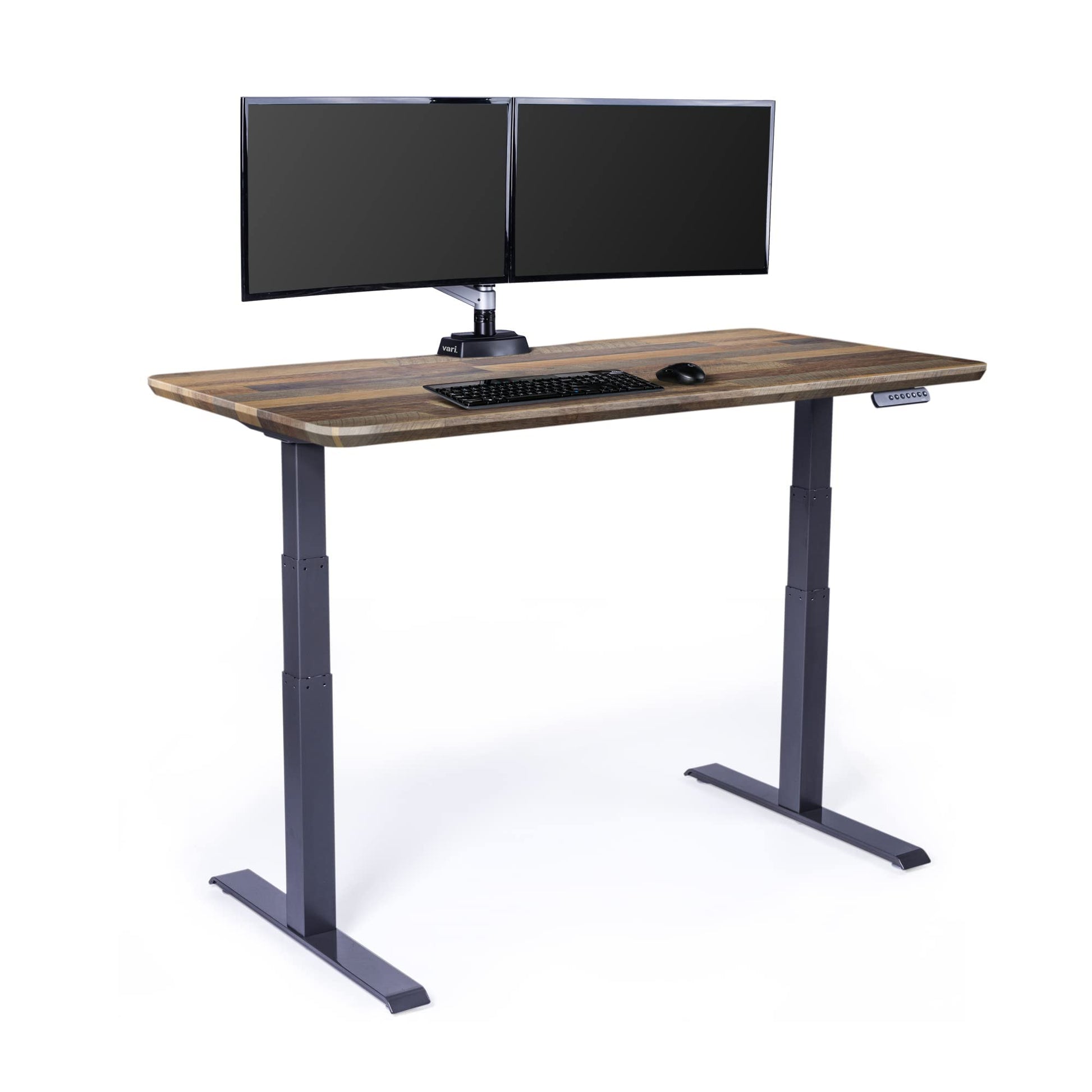 Vari Electric Standing Desk - 60x30 Varidesk, Adjustable Height Stand Up Desk - Dual Motor with Memory Presets, Stable T-Style Legs- Home Office Essentials Computer Desk - Reclaimed Wood - WoodArtSupply