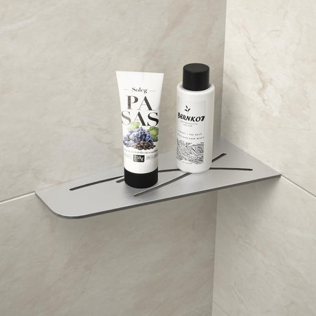 Bernkot Corner Shower Shelf 12" Brushed 304 Stainless Steel Quadrilateral Corner Shelf Recessed Bathroom Shower Shelf, No Drilling Bernkot