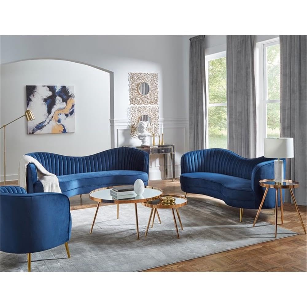 Coaster Sophia 3-Piece Sofa Set, Blue Coaster Fine Furniture