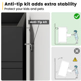 Frmobepts 6 Drawer Dresser with Charging Station and LED Light, Modern Wide Chest of Drawers for Bedroom or Living Room, 47.2" D x 15.7" W x 33.5" H, Black Frmobepts