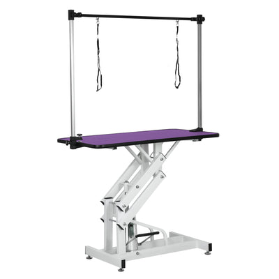 ACIDBOLT Hydraulic Pet Grooming Table, 42'' Durable Foldable Dog Grooming Table Suitable for Small Medium Large Dogs, Heavy-Duty Pet Grooming Table Drying Table with Adjustable Arms
