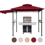 FAB BASED 5x8 Grill Gazebo, Outdoor BBQ Grill Patio Canopy with Extra Shadow & LED Lights, Barbeque Gazebo Canopy (Red) FAB BASED