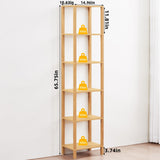 YUFAM 66in Tall Bookshelf 6-Tier Small Narrow Bookcase, Skinny Book Shelf for Small Space, Farmhouse Slim Shelf with Storage, Wood Freestanding Display Thin Bookshelves for Living Room, Natural YUFAM