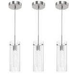 Esfos Pendant Ceiling Light Fixture, LED Kitchen Lighting Crystal Pendant Lights Kitchen Island, 1-Light Integrated Kitchen Hanging Light Fixture Modern Island Light with Bubble Glass Three Pack Esfos