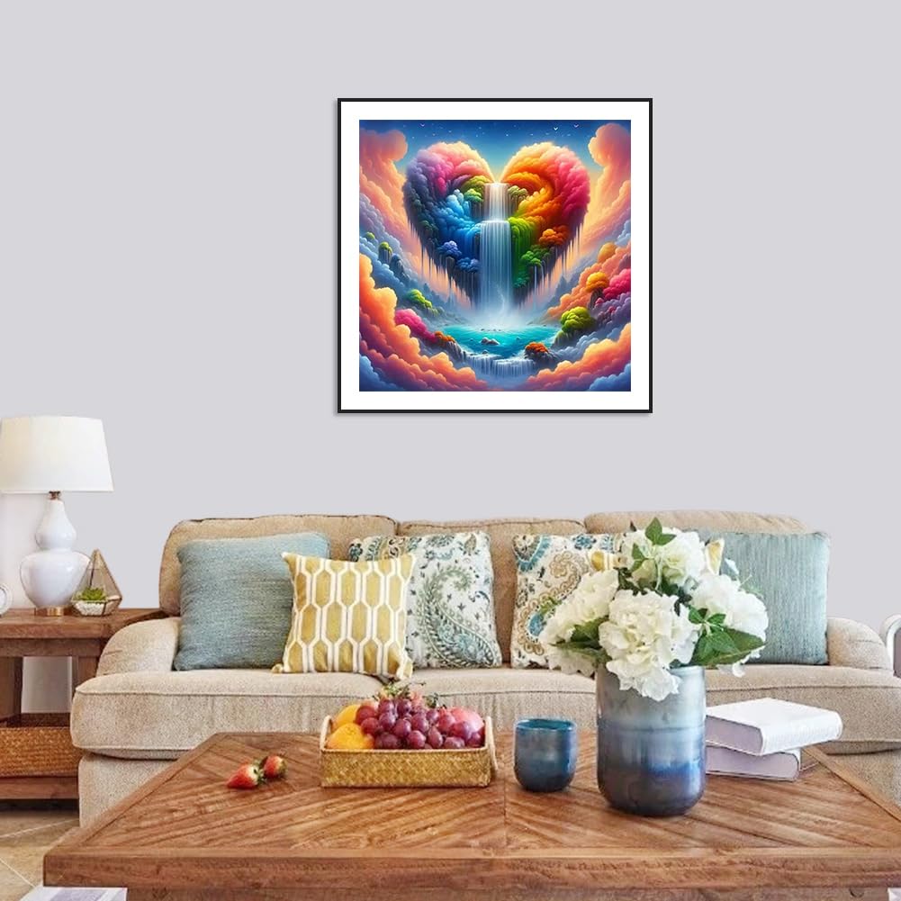 Reluohuo Diamond Painting Waterfall Kits for Beginner, 5D Love Full Drill Diamond Art Kits for Adults, DIY Diamond Art Kits for Home Wall Decor, 12x12 Inch Reluohuo