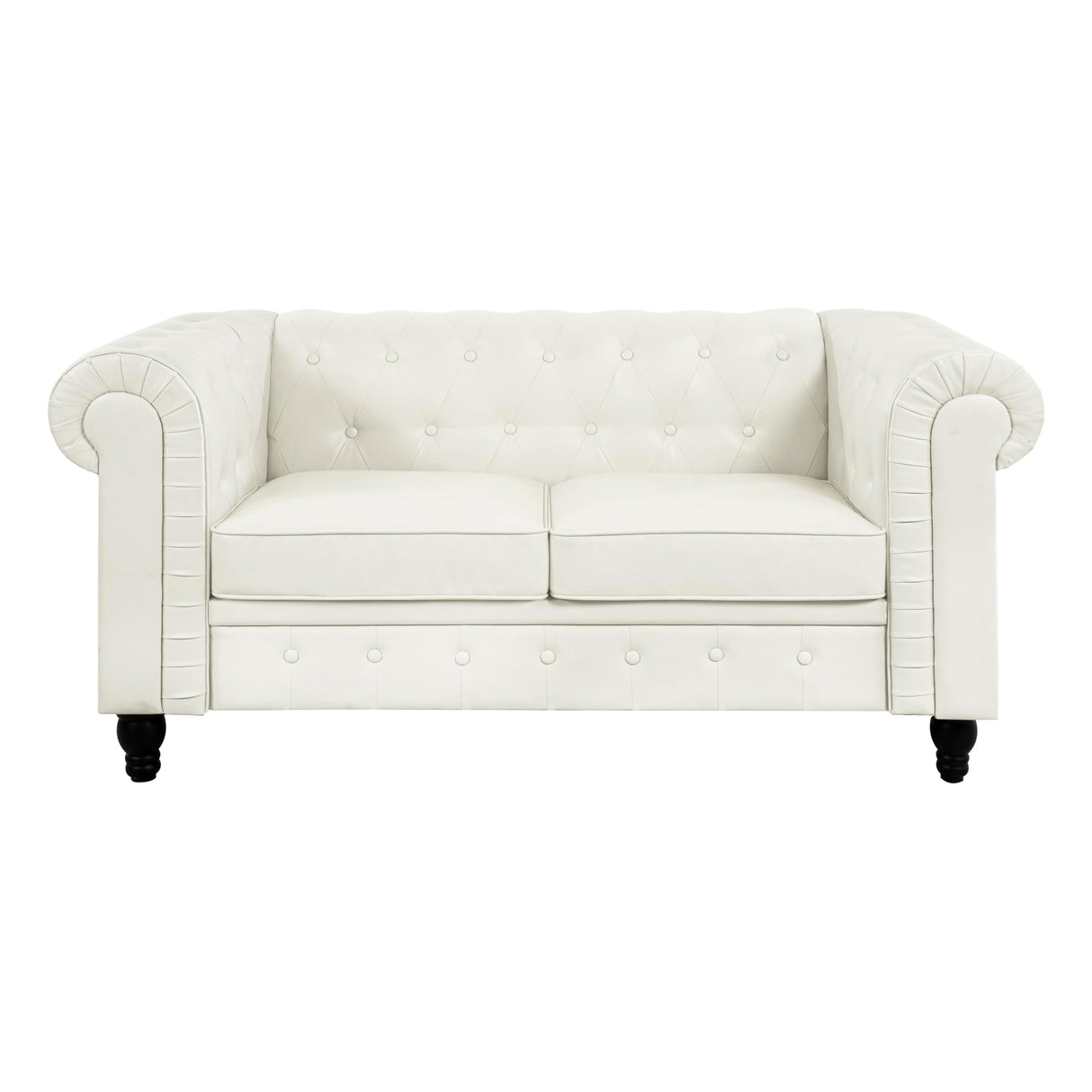 Naomi Home Chesterfield Sofa Set Loveseat & Sofa Living Room Chair Juegos Modern Leather Couch Sofa Chair for Bedroom Tufted Leather Sofa Chair for Living Room Love Seats Furniture Set - Off White Naomi Home