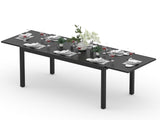 Outdoor Expandable Dining Table 71"-106" Aluminum Patio Dinner Table for 8-10 Person, Rectangular Metal Collapsible Tables with Umbrella Hole, Patio Tables with Extendable Top for Garden, Backyard PIZZELLO