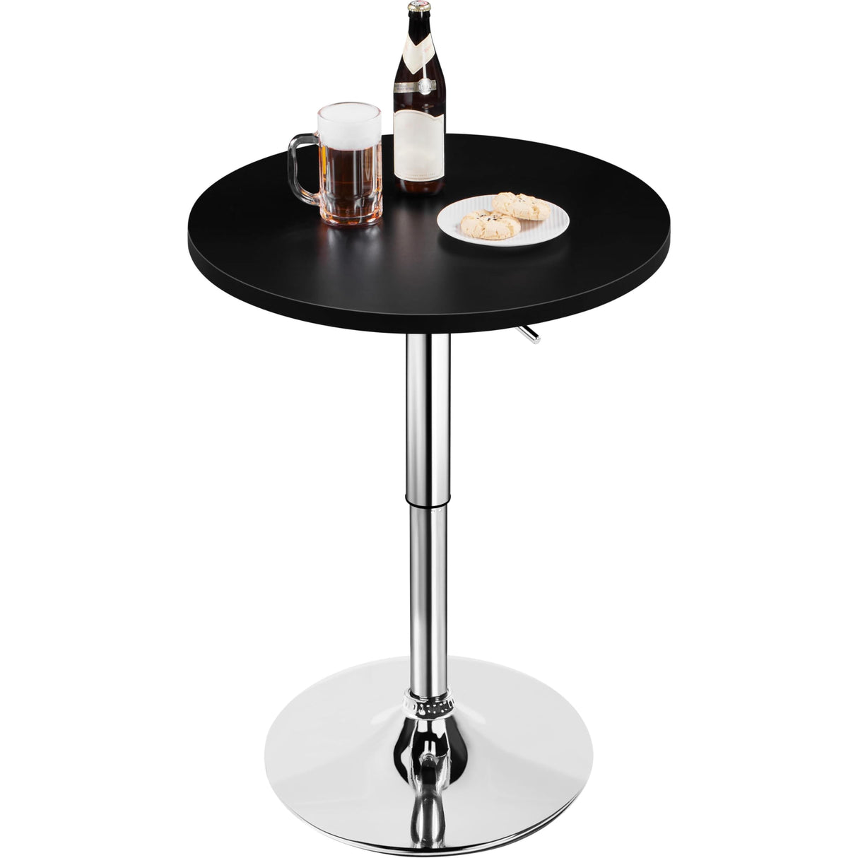 Topeakmart Height Adjustable Round Pub Table 360° Swivel Counter Bar Tables Bistro Tall Cocktail MDF Top, Black Topeakmart