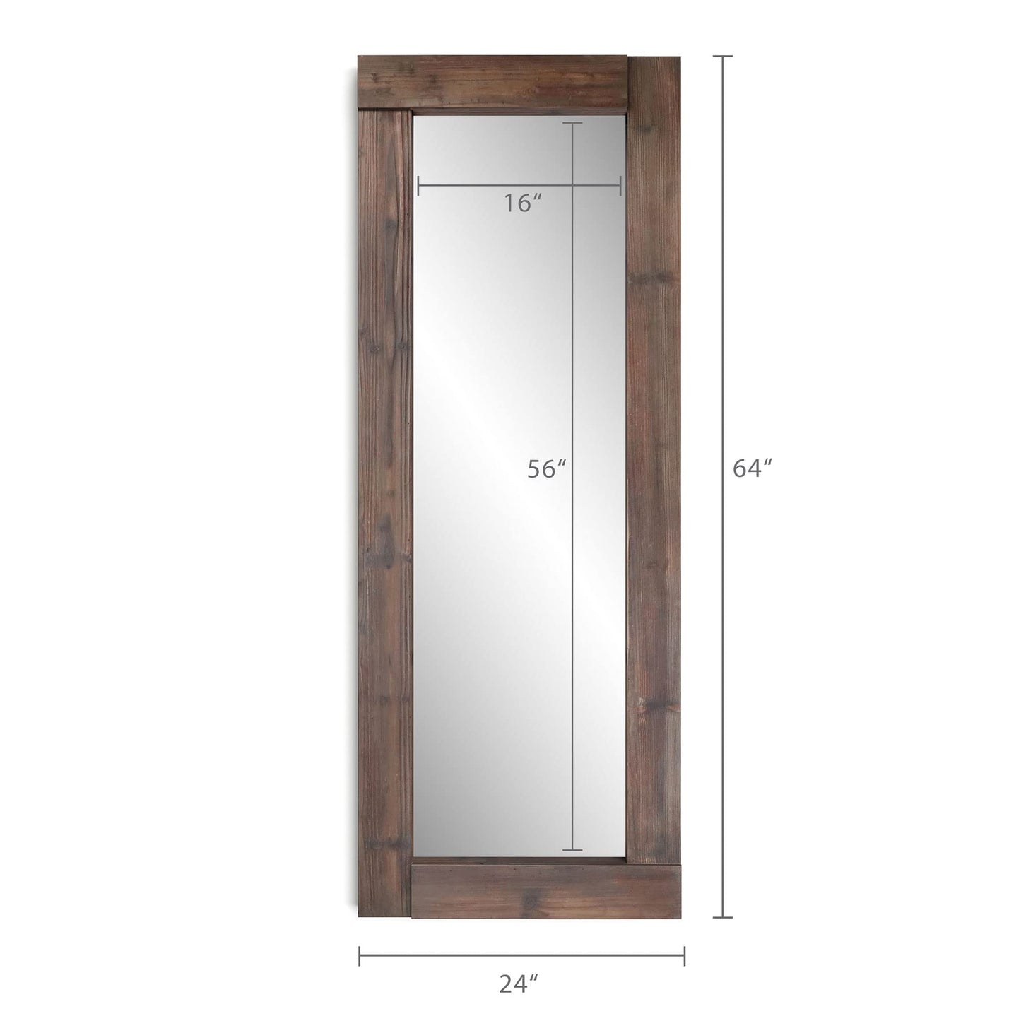 Barnyard Designs 24x64 Large Wooden Full Length Floor Mirror, Oversized Wood Framed Full Size Body Mirror for Bedroom, Brown - WoodArtSupply