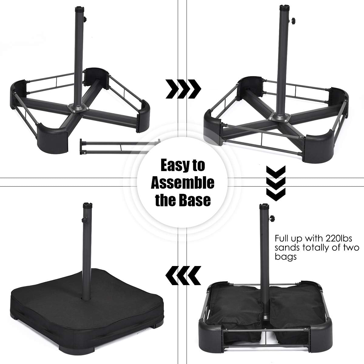 Tangkula 15 Ft Solar LED Patio Double-Sided Umbrella with Base, Outdoor Twin Umbrella, Extra Large Umbrella w/ 36 Solar Powered Lights & Crank System for Garden, Deck, Poolside, Patio (Tan) Tangkula