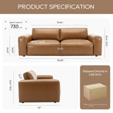 COLAMY 95Inches Oversized PU Leather Sofa for Living Room-Down Filled 3-Seater Modern Sofa with Extra Deep Seats, Wide Arm-Brown COLAMY