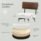 Bekrvio Counter Height Swivel Bar Stools Set of 3, Upholstered Faux Leather Barstools with Wood Backs and Metal Legs, 26" Seat Height Counter Bar Stool for Kitchen Island, White Bekrvio