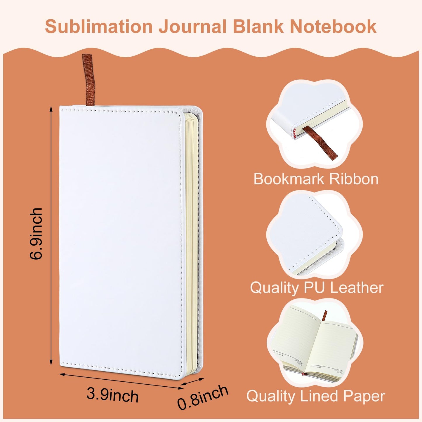 Jetec Sublimation Journal Blank Notebooks Faux Leather Journal Notebooks Small Notebook Notepad A6 Cute Hardcover Blank Notebook for School Office Supplies 200 Pages (12 Packs)