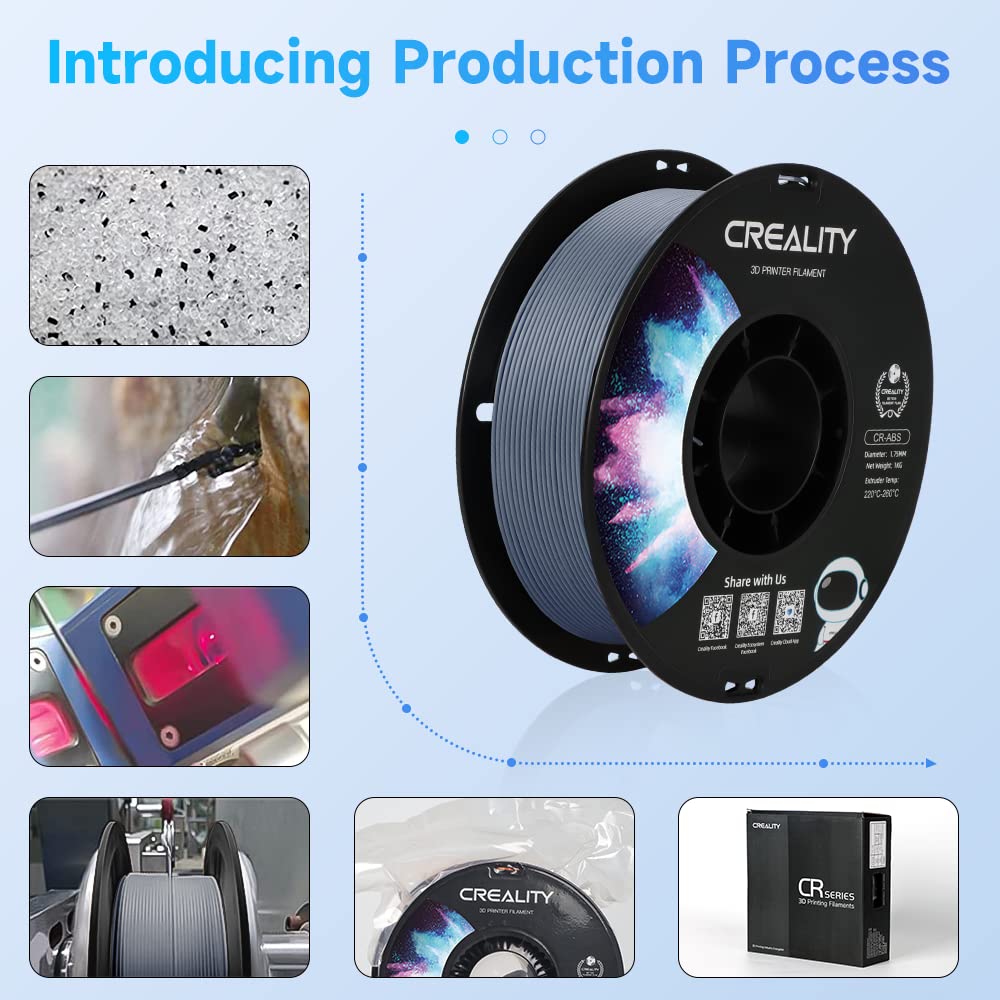 Creality ABS Filament 1.75mm, 3D Printer Filament, No-Tangling, Strong Bonding and Overhang Performance Dimensional Accuracy +/-0.02mm, 2.2lbs/Spool Creality