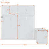 Harper & Bright Designs Queen Size Murphy Bed, Wooden Queen Wall Bed Frame with Desk and Storage Shelves and Big Cabinets, White Harper & Bright Designs