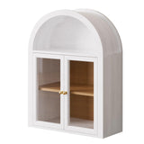 NEWOWNDS Arched Wall Cabinet,Glass Display Wall Mounted Cabinet with Tempered Glass Doors, Floating Cabinet with Adjustable Shelves for Bathroom,Living Room, Kitchen NEWOWNDS